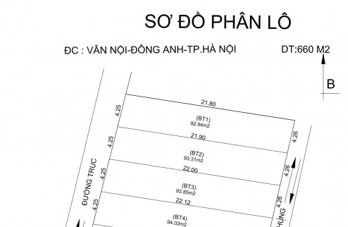 Bán 95m2  đất Vân Nội chỉ 3,x tỷ- 2 mặt thoáng - cách cầu Nhật Tân 5 phút - mặt đường trục chính ô tô tải thông.